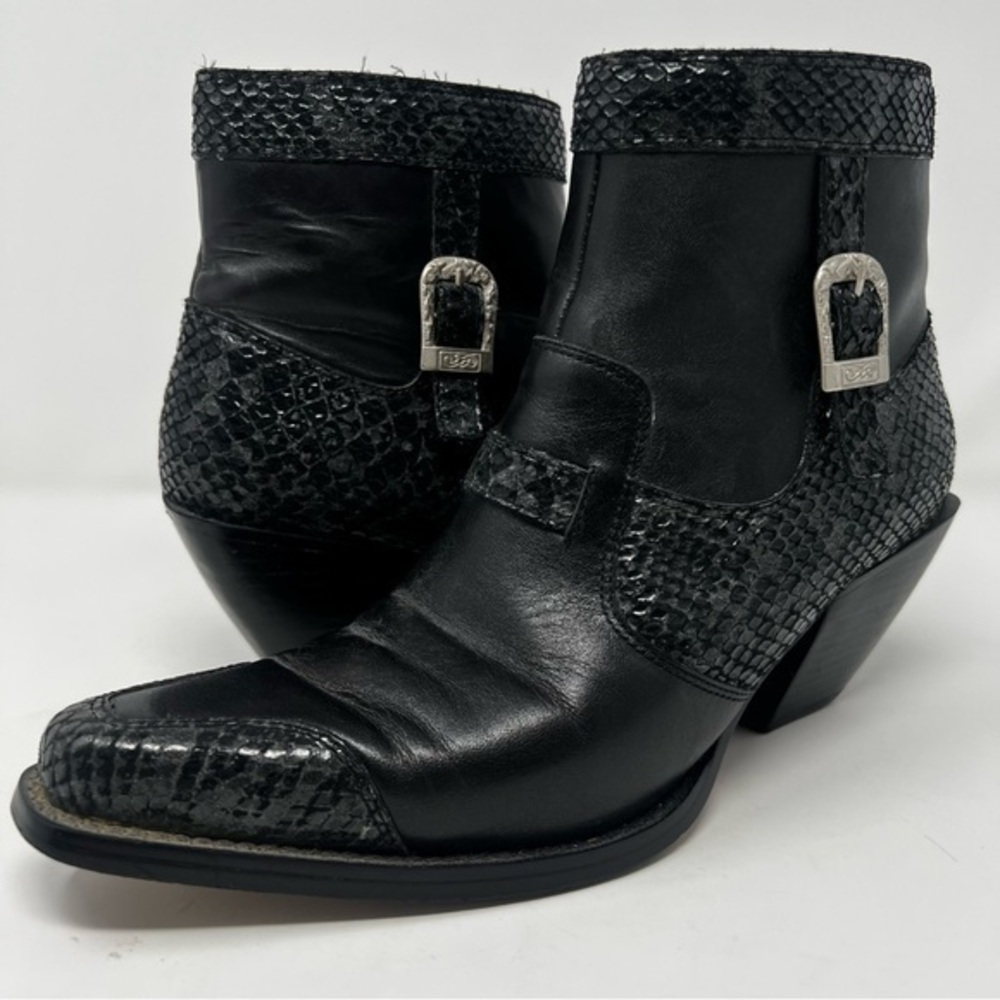 Dingo Black Ankle Boots with Silver Buckle
